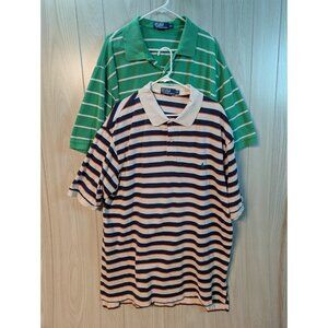 2 Polo Ralph Lauren Collars Shirt Mens 2XLT Classic Fit Striped Pony Golf Preppy